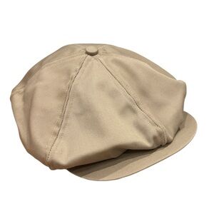 Vtg 70s Newsboy Cap Tan Adjustable Hat OS